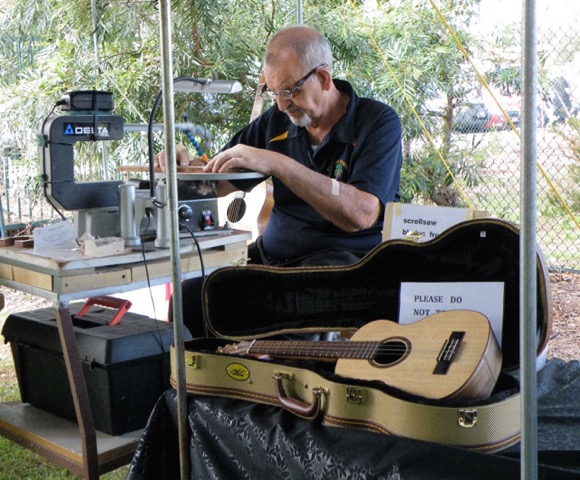 Scroll saw demo by Redcliffe and District Woodcraft club member.